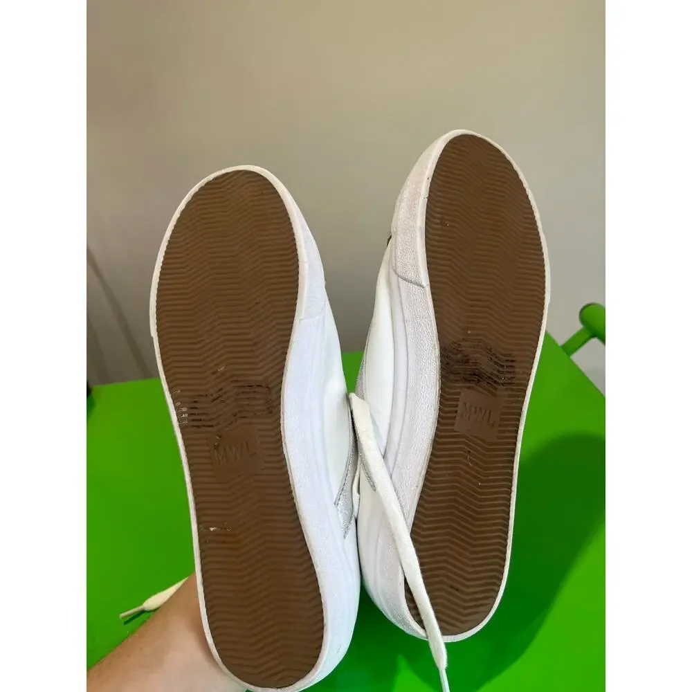 Madewell Leather Sneakers White Gray Low Top Casual Shoes Sz 9